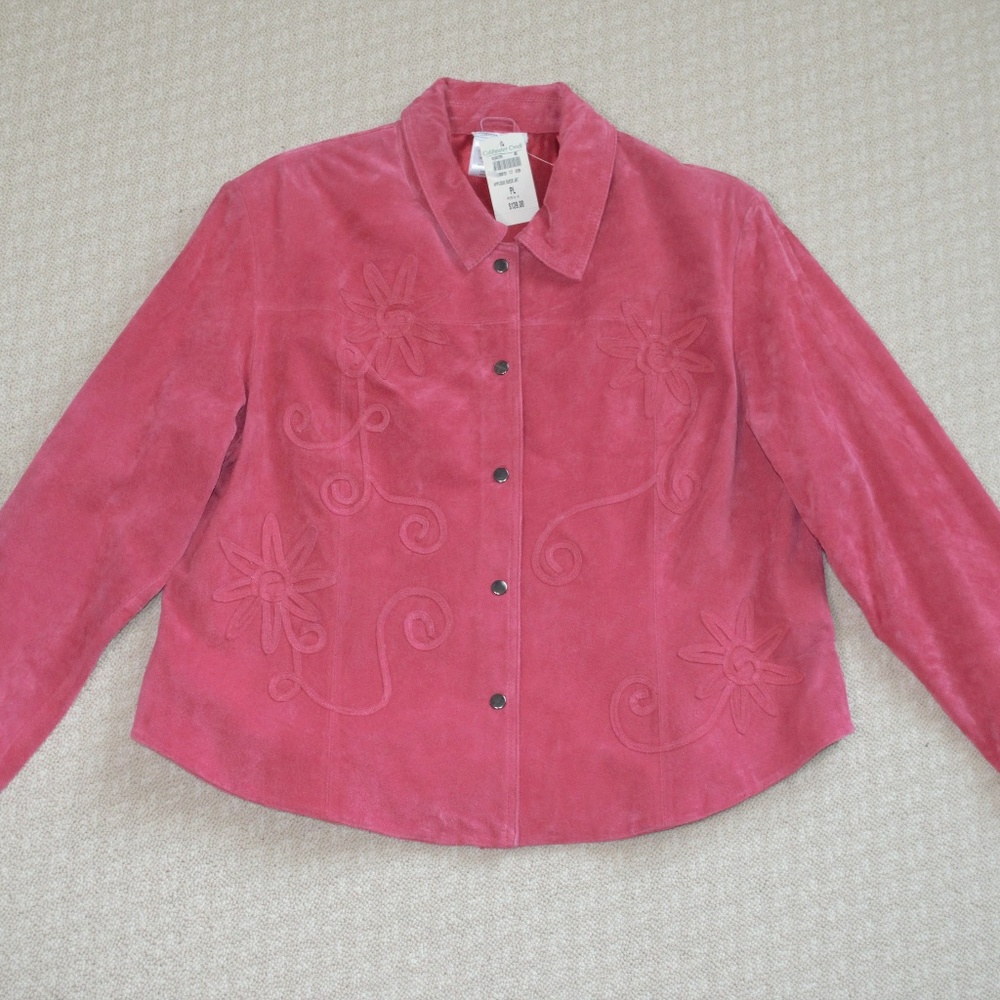 NWT Coldwater Creek Pink Suede Applique Jacket